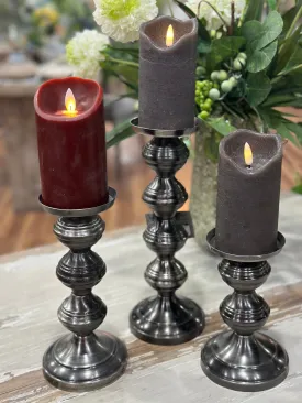 12",9"& 7"Pillar Candle Holder Set Of 3