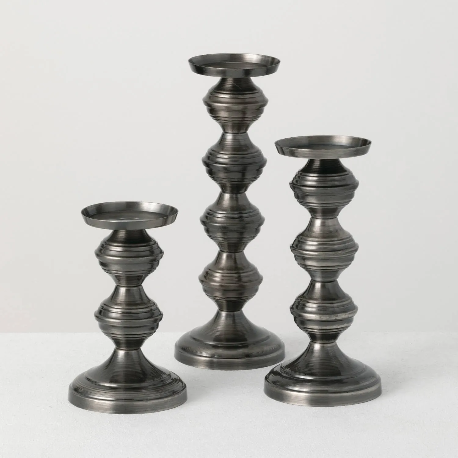 12",9"& 7"Pillar Candle Holder Set Of 3