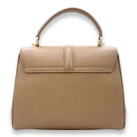 16 Small Beige Top Handle Bag in Calfskin, Gold hardware