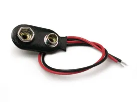 9V Battery Snap/Connector with Red and Black Solid Wire Leads, I-Type