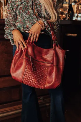 Ahead Of Times Faux Leather Tote In Wine