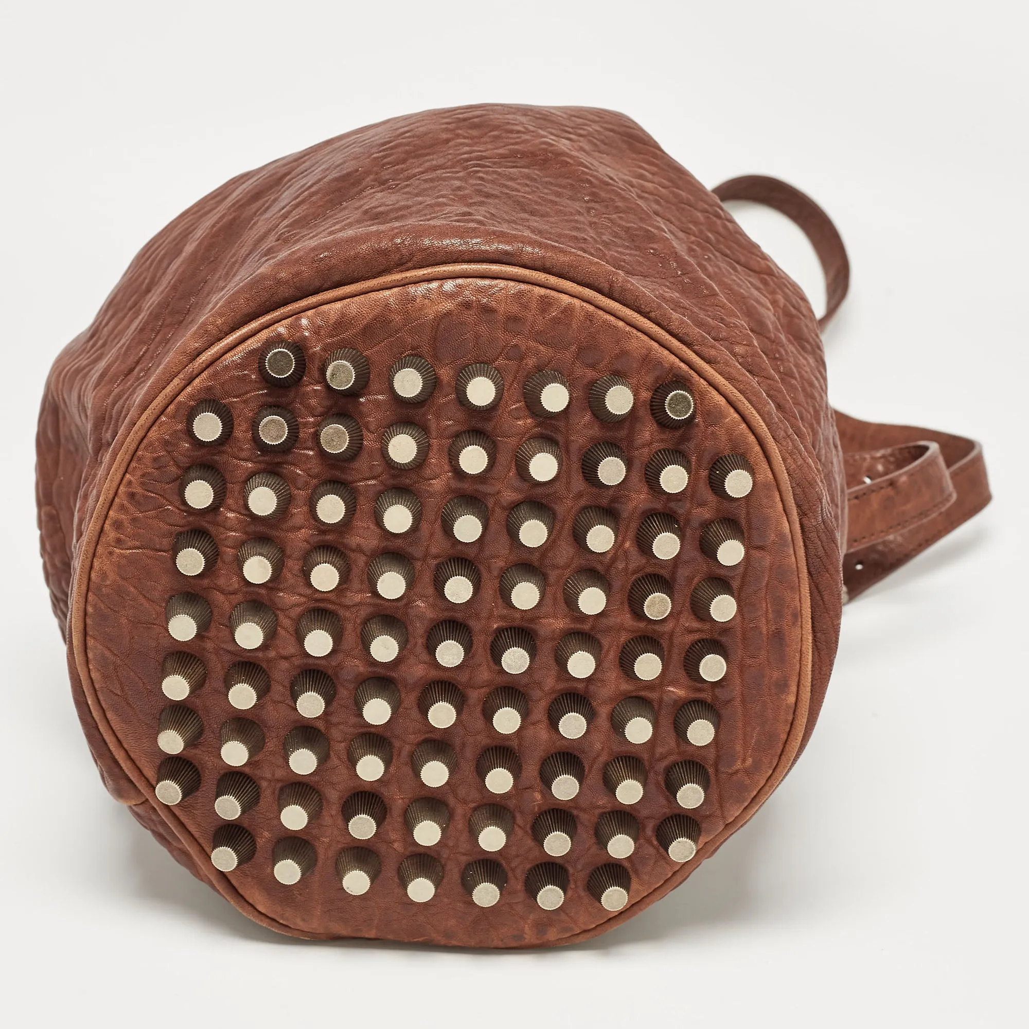 ALEXANDER WANG Brown Pebbled Leather Diego Bucket Bag