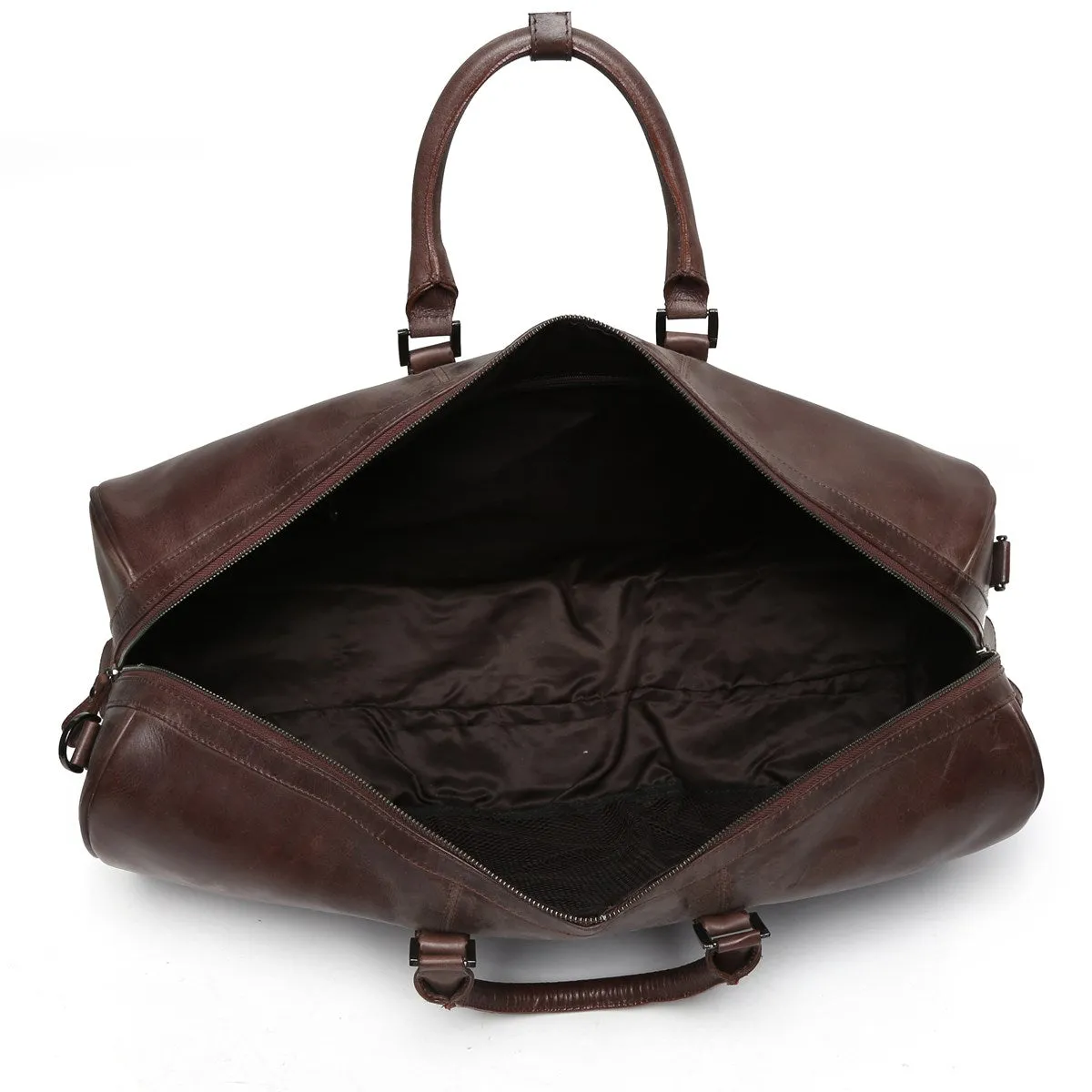 Brown Matte Finish Leather Travel Duffle Bag By Brune & Bareskin