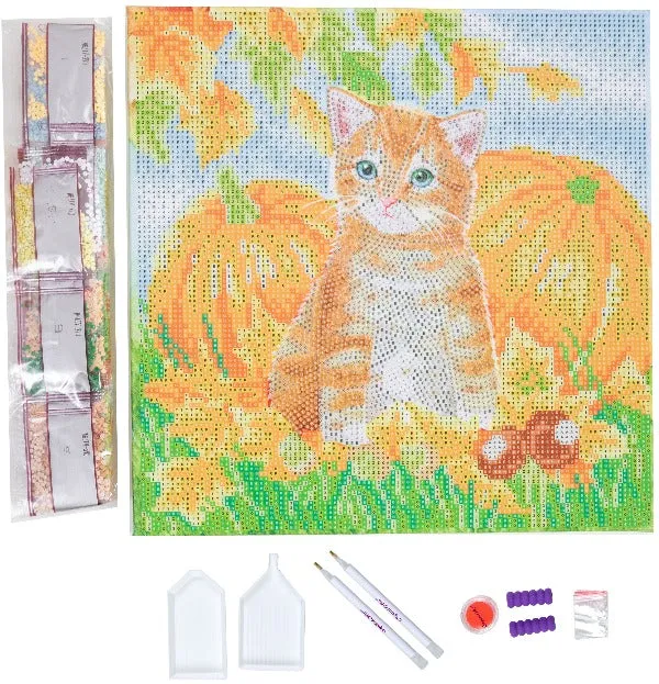 CAK-A179M: "Autumn Cat" 30x30cm Crystal Art Kit