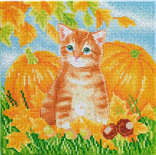 CAK-A179M: "Autumn Cat" 30x30cm Crystal Art Kit