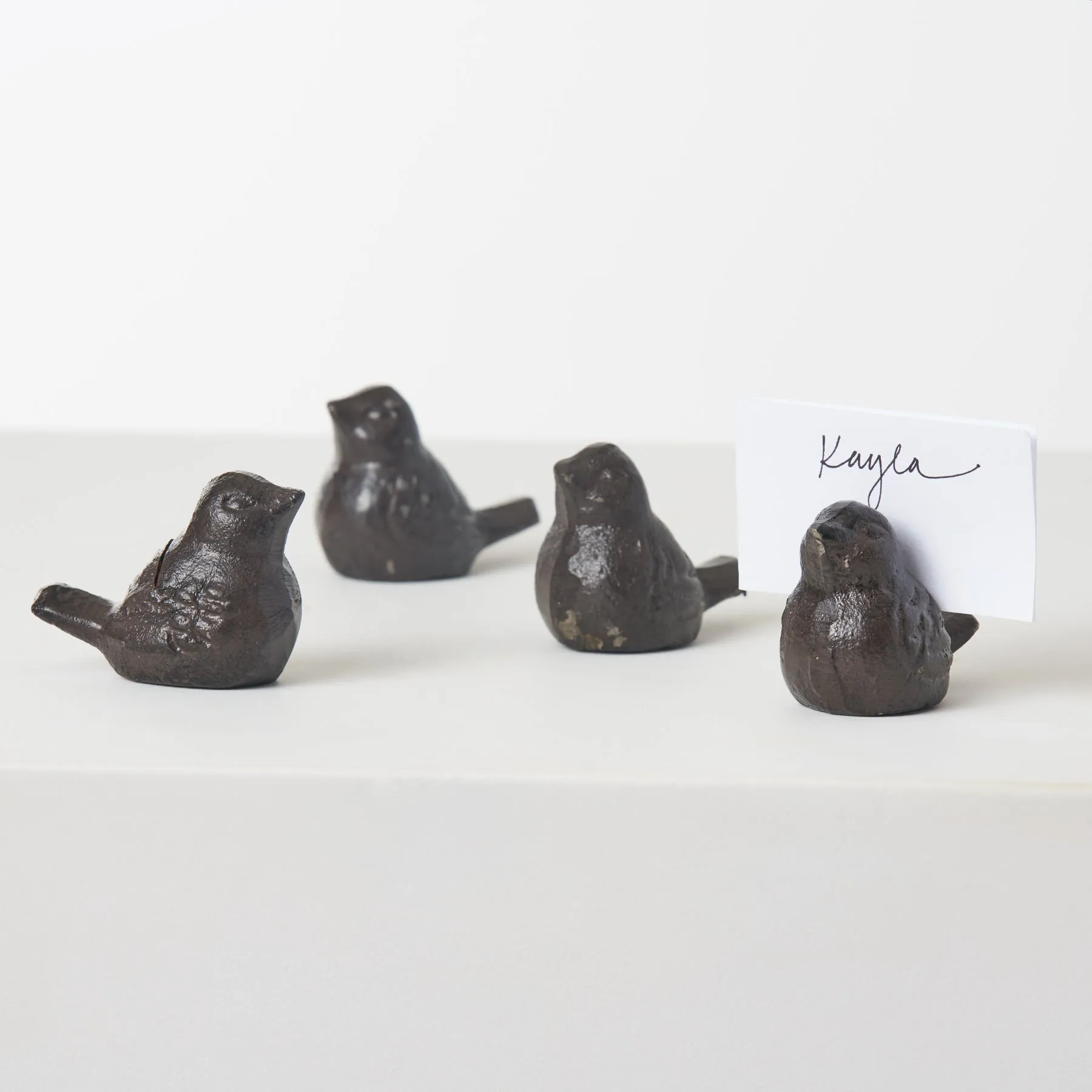 Cast Iron Songbird Place Card Holder Whimsical Charcuterie Accessory- Set of 4