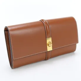 CELINE 10M03 3CQ7 04LU Long wallet 16(Saise) Purse folio Calfskin Brown Women