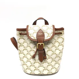 CELINE Backpack PVC / Leather White x brown Triomphe minifolco Women Used