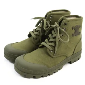 CELINE boots 344292198C.31GR Main: Canvas Army green PATAPANS LACE-UP BOOT 20 mens 40 Used