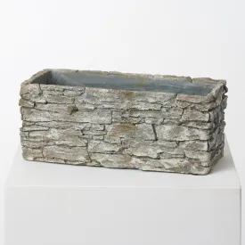 Cement Stacked Stone Planter Low Rectangle Vessel