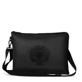 Classic Black Leather Stylish Cool laptop Sleeves/Messenger bag with Zip Compartment  By Brune & Bareskin