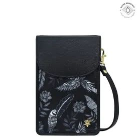 Fabric with Leather Trim Cell Phone Crossbody Wallet - 13005