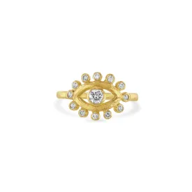 Gold & Diamond Eye Amulet Ring