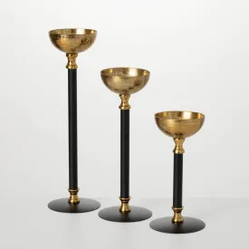 Gold & Ebony Candle Holder Set