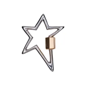 Marla Aaron 14k White Gold Star w/ Yellow Gold Closure Lock