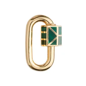 Marla Aaron 18k Malachite Inlay Chubby Medium Lock