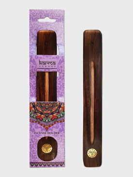 Namaste Karma Scents Brass Inlay Mango Wood Incense Ash Catcher Holder - Sun