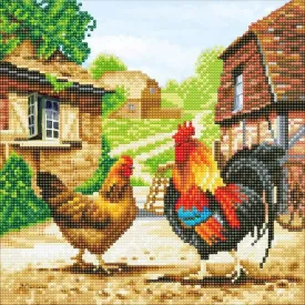 "Farmyard Chickens" Crystal Art Kit 30x30cm