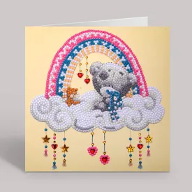 "New Baby" Tiny Tatty Teddy Crystal Art Card - 18x18cm