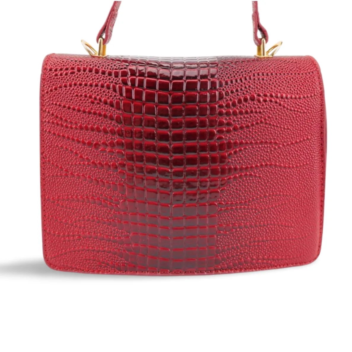 Sophisticated Two-in-One Crock Skin Handbag with Detachable Pouch