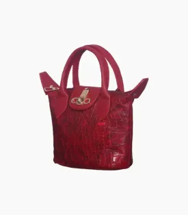 Top-Handle Croc Embosed Bag 03